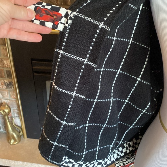 ARTISAN made jacket. Short swing style. Black checked wool blend w cotton accent - Picture 11 of 12